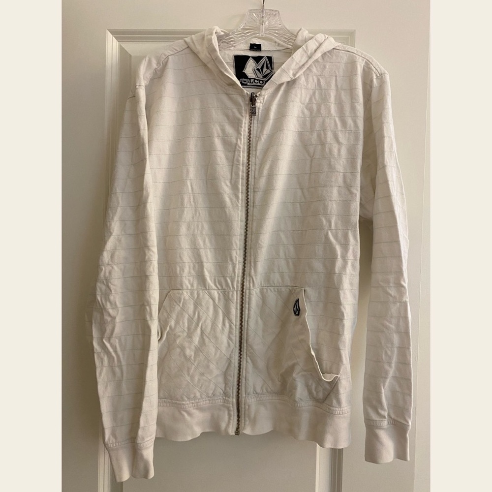 Volcom white pinstripe hoodie. Size M (I think mens sizing)